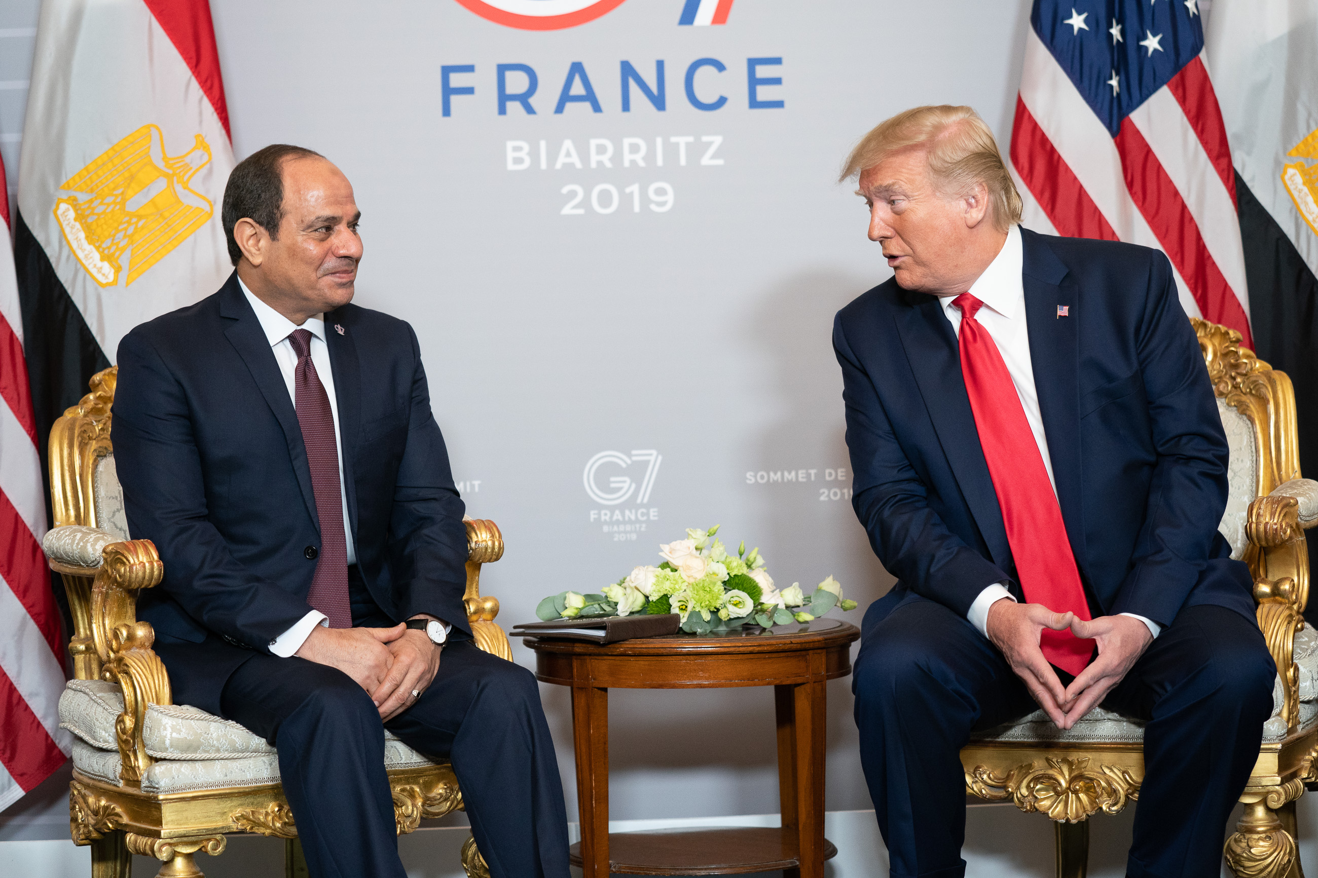 US President Donald Trump in his meeting with the Egyptian President al-Sisi, 2019 |