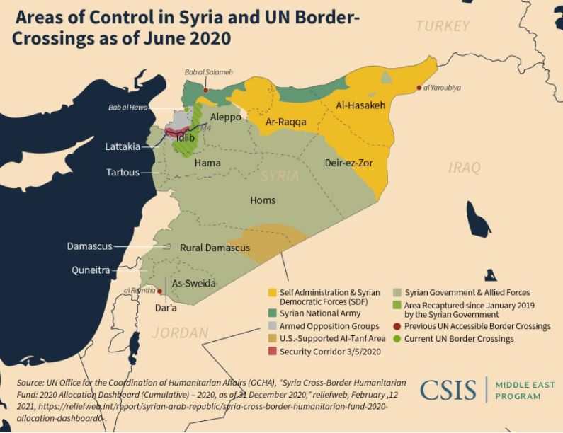 Current status of U.N designated humanitarian aid crossings to Syria |