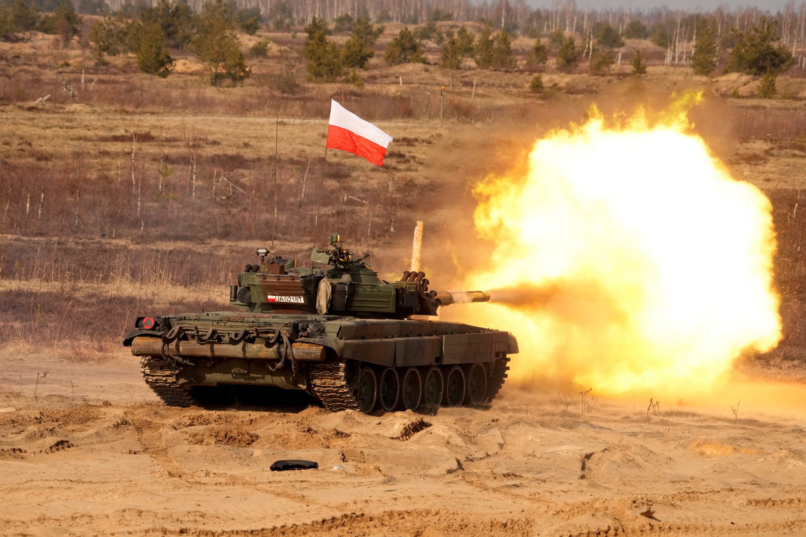 A Polish army tank participates in a NATO exercise |