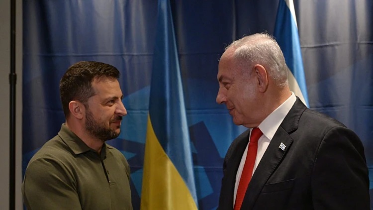 פגישתם האחרונה של נתניהו וזלנסקי במטה האו''ם, ספטמבר 2023 |