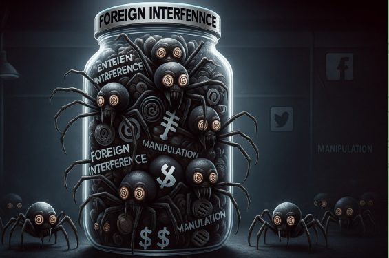 תיאור גרפי של אלו המוגדרים סוכנים זרים, בדמות עכבישים המוכרים את מולדתם למערב  | 