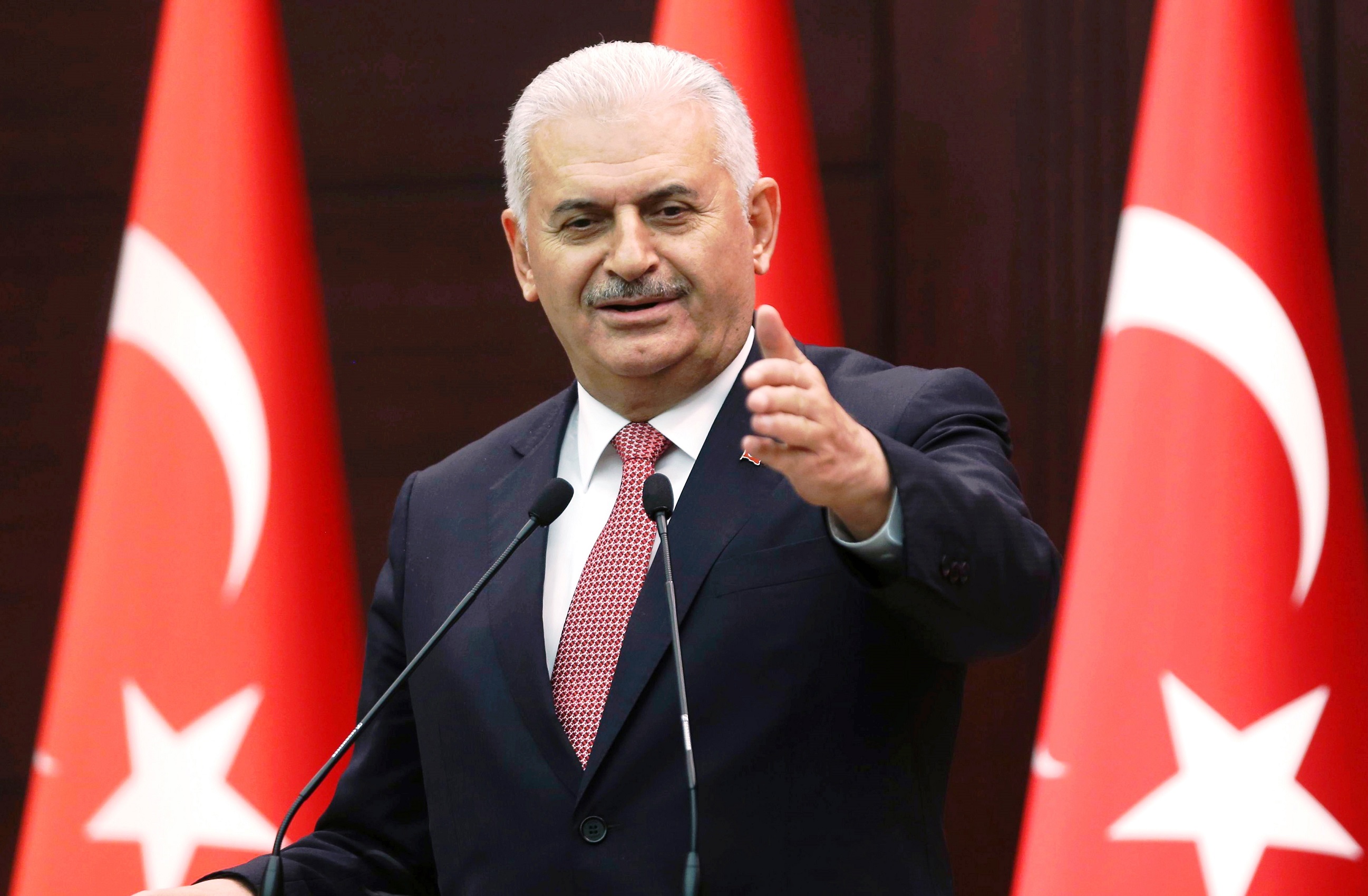 Turkish Prime Minister Binali Yildirim at a press conference in Ankara after a meeting between Turkish and Israeli figures, June 27, 2016. Photo: Adem Altan / AFP