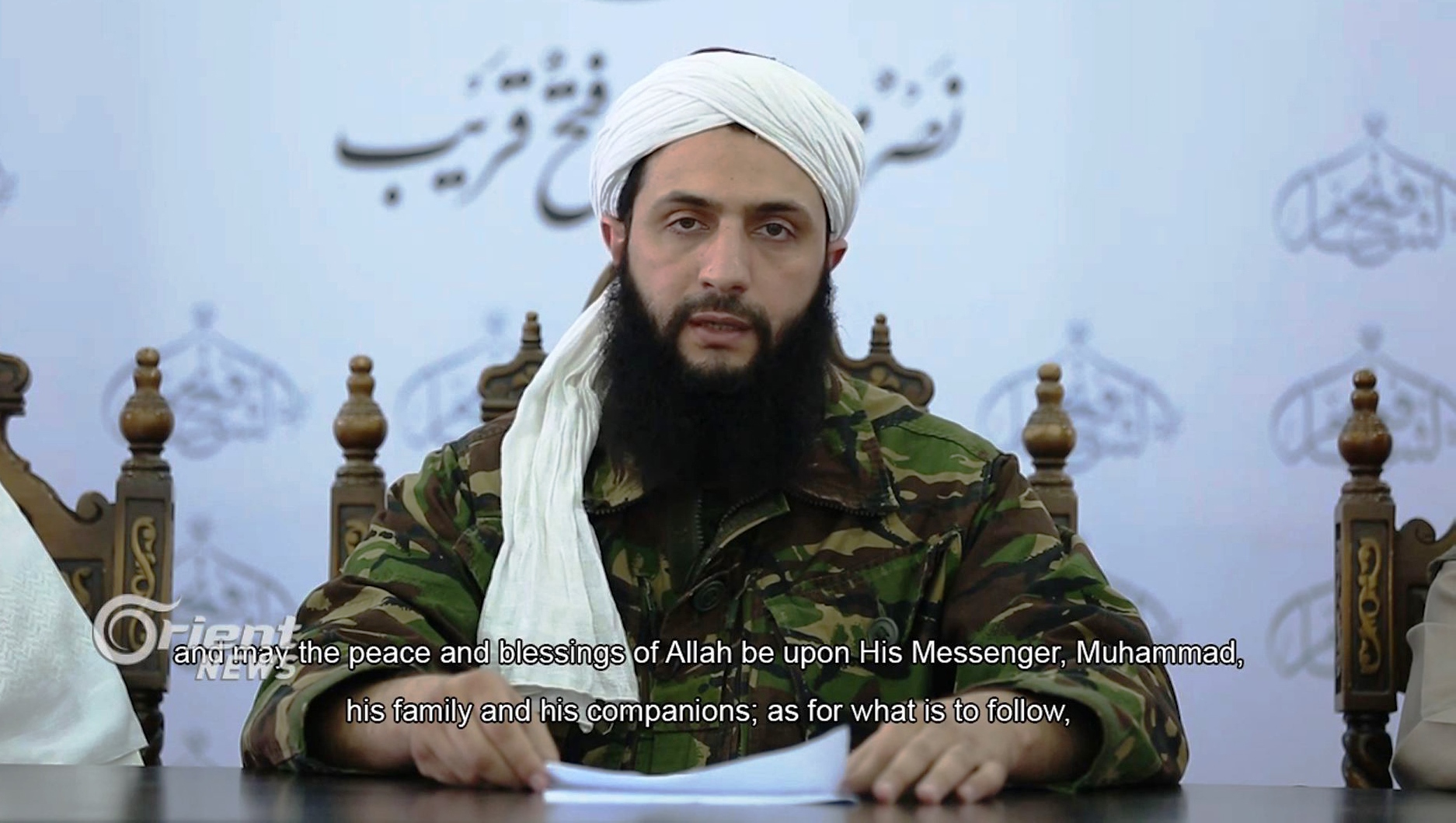 Abu Muhammad al-Julani, from a video broadcast on July 28, 2016. Photo: HO / Orient News / AFP