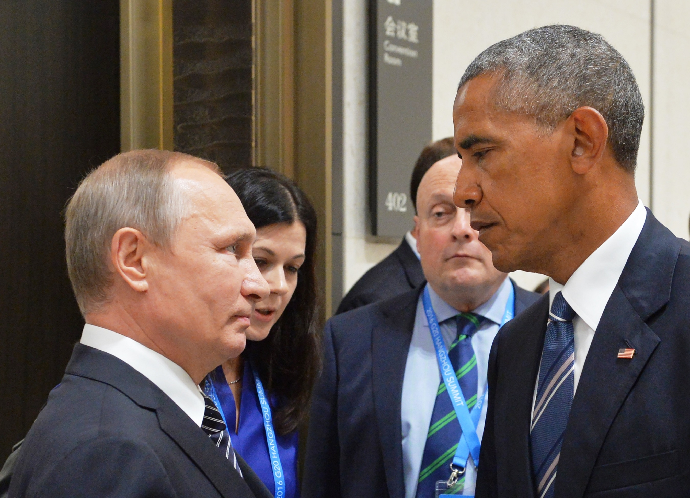 Russian President Vladimir Putin (l) with US President Barack Obama at the G20 Summit in Hangzhou, China, September 5, 2016. Photo: Alexei Druzhinin / Sputnik / AFP