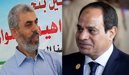 Sinwar and Sisi. Photos: Said Khatib and Zacharias Abubeker / AFP