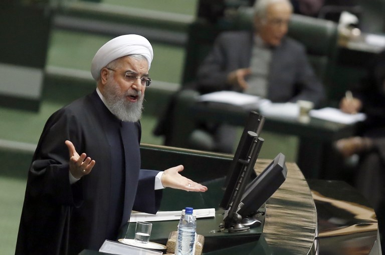 Iran's President Hassan Rouhani presents to the parliament his budget for 2018-2019 on December 10, 2017, in Tehran.