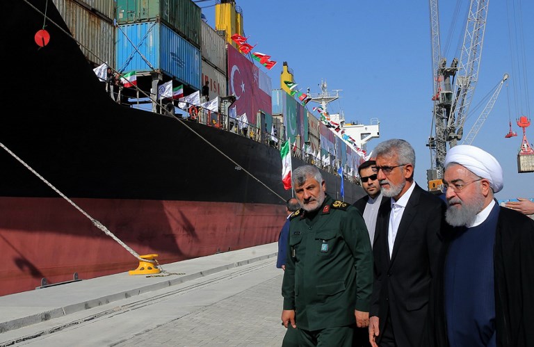 Iranian President Hassan Rouhani inauguraiting the first phase of Chabahar (Shahid Beheshti) Port in the southern Iranian coastal city of Chabahar. December 3, 2017.