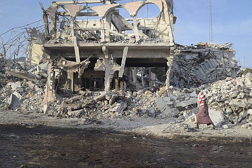 A site of a VBIED attack conducted by the militant group al Shabaab in the Somali capital of Mogadishu on October 15, 2017.