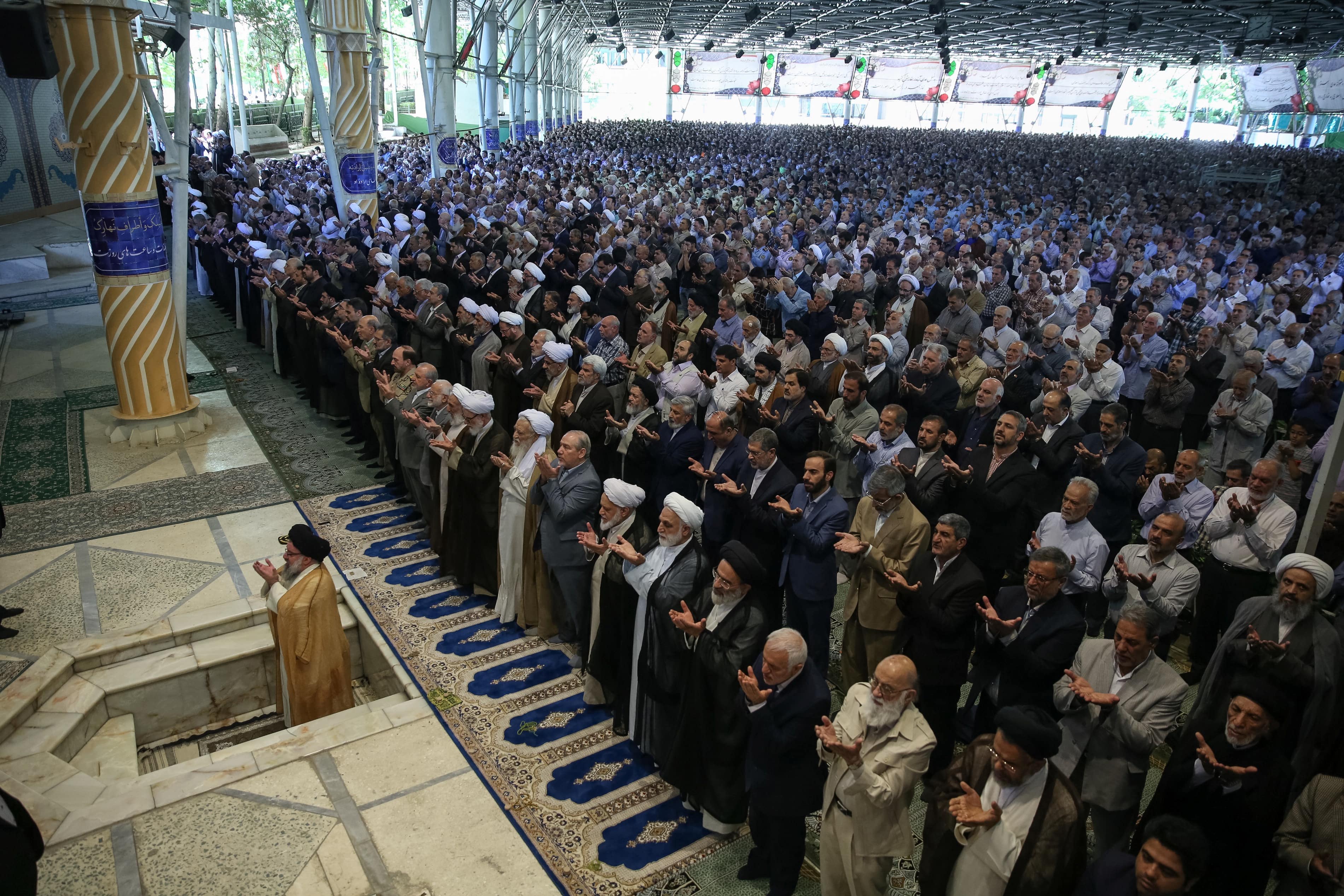 Iranian cleric Ayatollah Seyed Ahmad Khatami leads Friday prayers in Tehran, Iran, May 26, 2017.