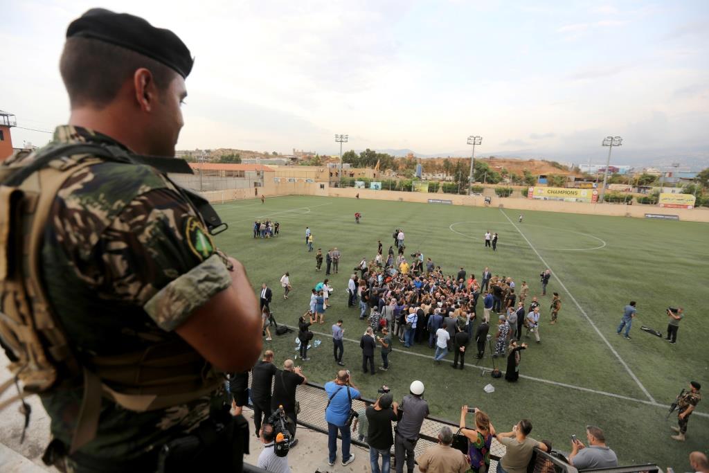 A lebanese army soldier stands guard during a tour for diplomats and journalists near the airport in Beirut, Lebanon October 1, 2018.