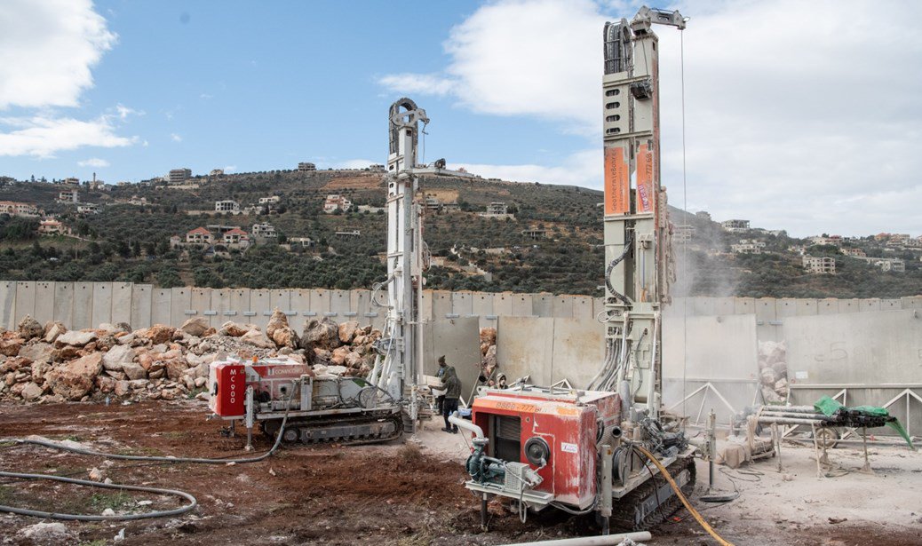 Israeli military personnel continue their work on exposing and thwarting cross-border tunnels dug from Lebanon into Israel, as seen on the Israeli side of the border, near the town of Metula. December 19, 2018