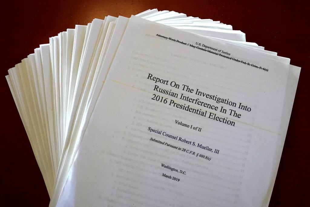 The Mueller Report on the Investigation into Russian Interference in the 2016 Presidential Election is pictured in New York, New York, U.S., April 18, 2019.