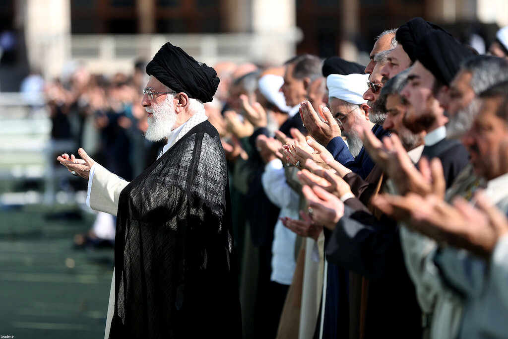 Iran's Supreme Leader Ayatollah Ali Khamenei performs Eid al-Fitr prayers marking the end of the fasting month of Ramadan in Tehran, Iran June 5, 2019.