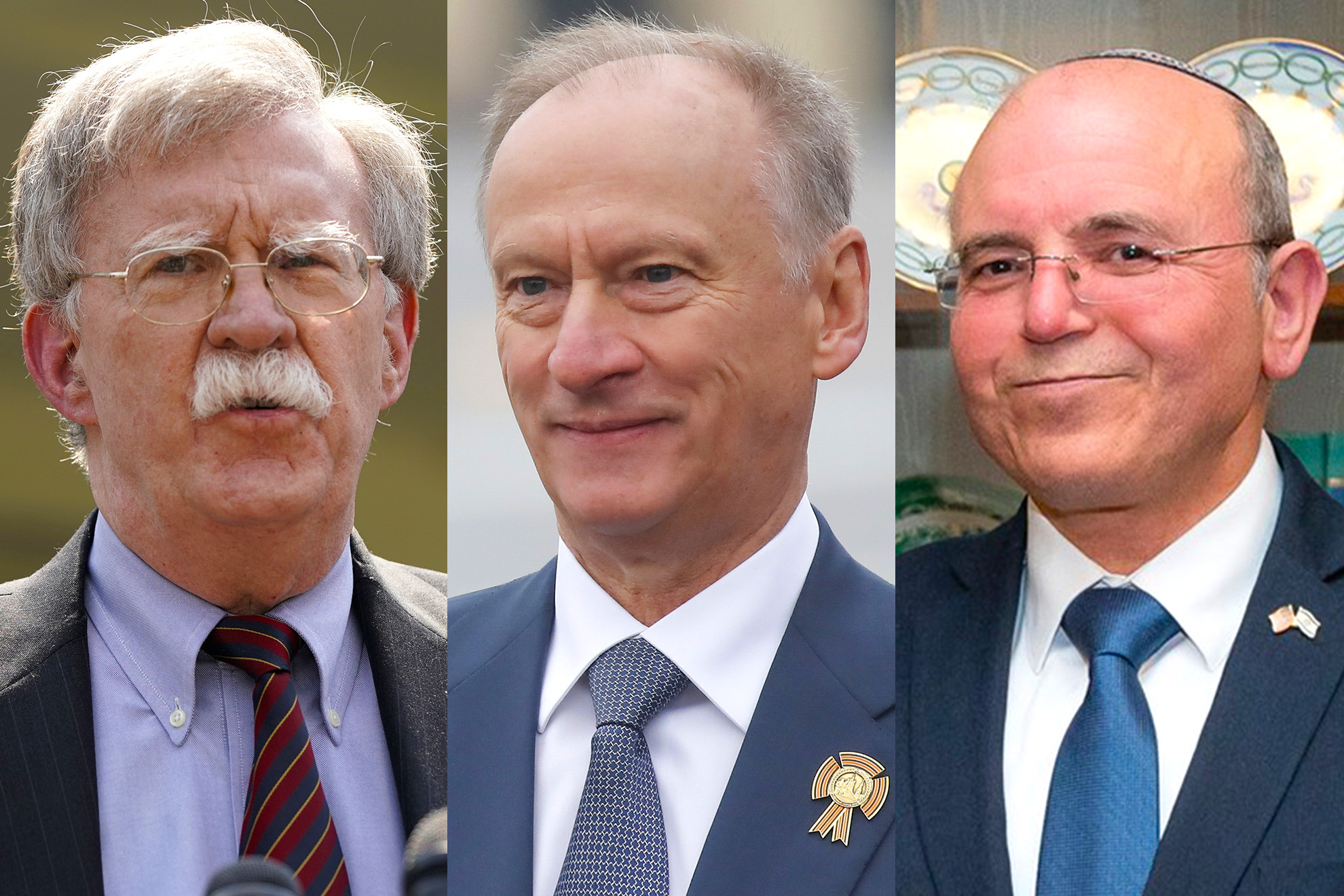 United States, Russia and Israel National Security Advisers (L to R): John Bolton, Nikolai Patrushev and Meir Ben-Shabbat