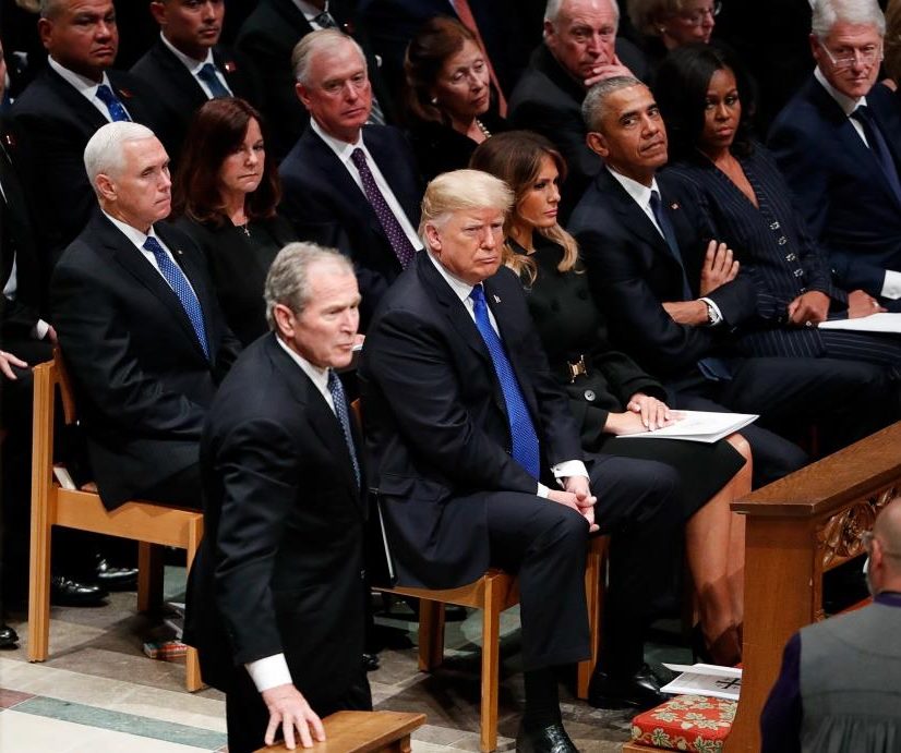 Former President Bill Clinton, Former President George W Bush, Former President Barack Obama and President Donald Trump