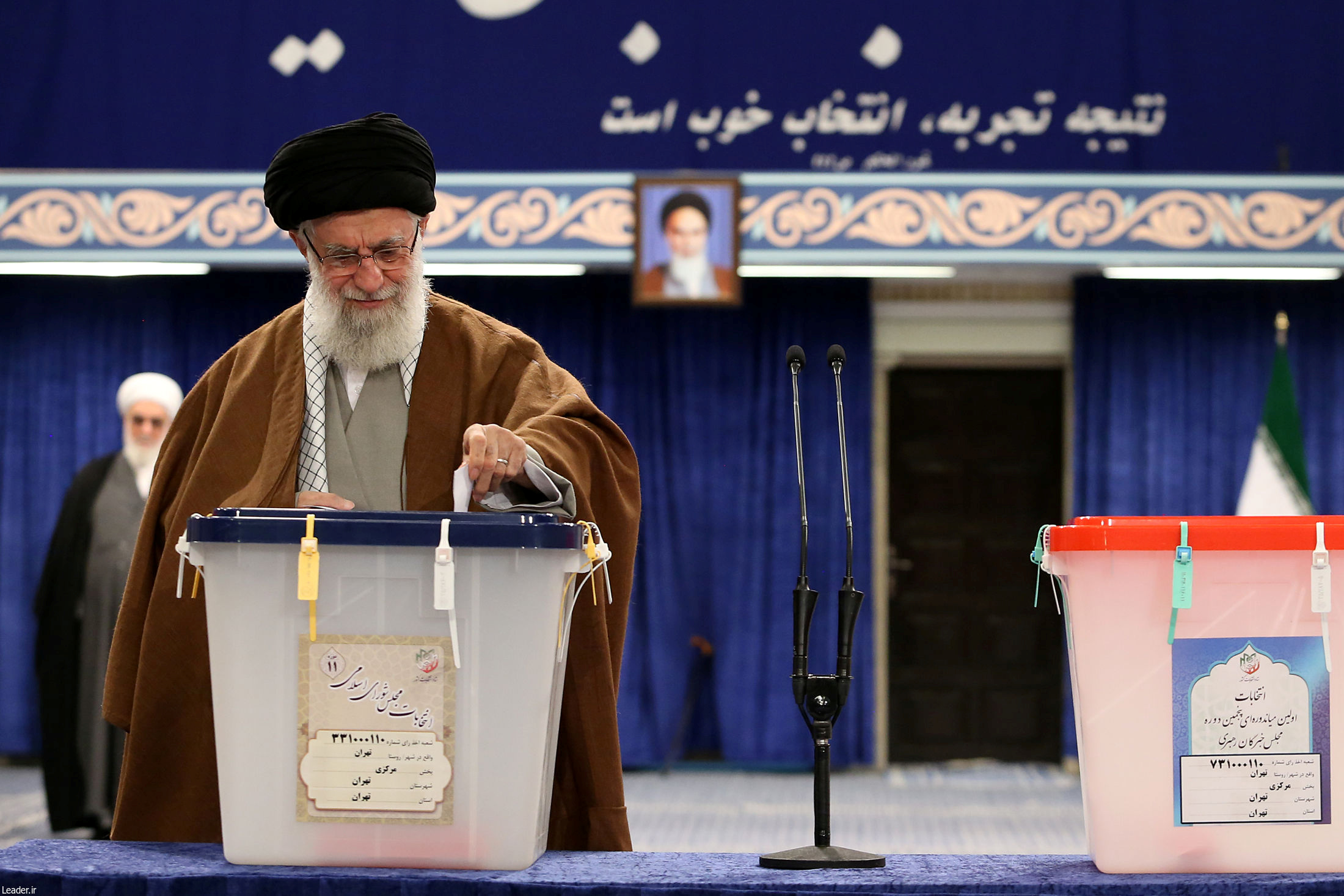 Iran's Supreme Leader Ayatollah Ali Khamenei casts his vote at a polling station during parliamentary elections in Tehran, Iran February 21, 2020.