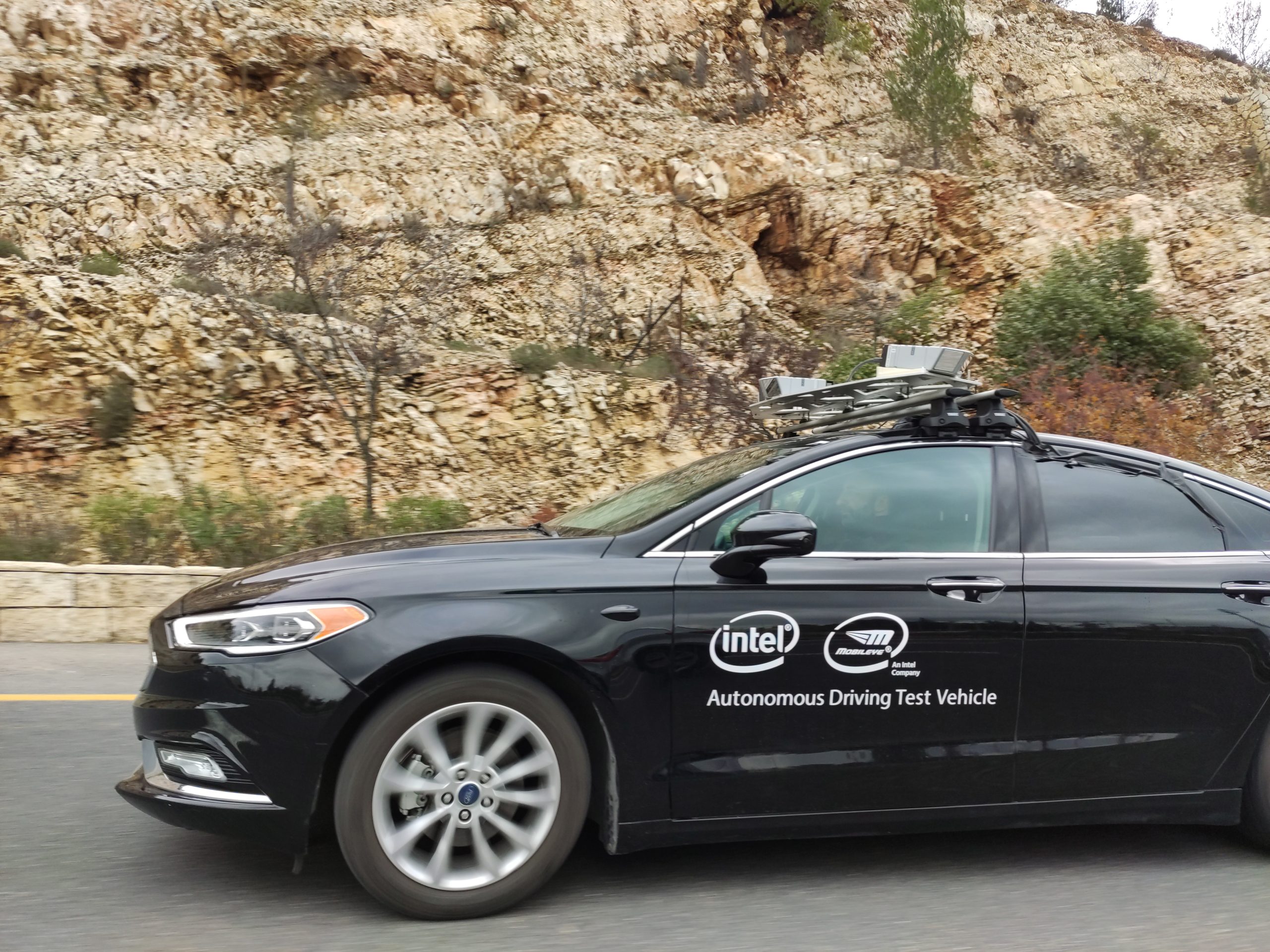 Israel has a significant relative advantage in the field of artificial intelligence. An autonomous driving vehicle, produced by Mobileye and Intel, in Jerusalem